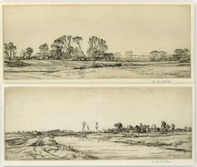 Eveleen Buckton- HOUSES NEAR COPSE and NEAR RIVER