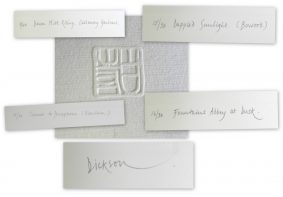 Collage of signature, titles, edition number & Miss Dickson's personal 'CHOP'