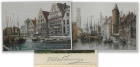 JR Hutchinson - Pair of aquatints of Bruges