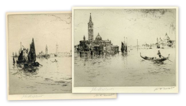 Shapland & Sweet - Pair of etchings of Venice Shapland & Sweet - Pair of etchings of Venice