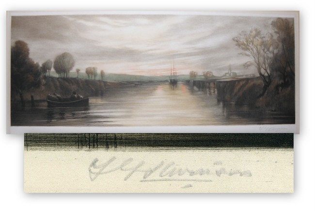 Stevenson, F G - Mezzotint of ship anchored on still water. Stevenson, F G - Mezzotint of ship anchored on still water.